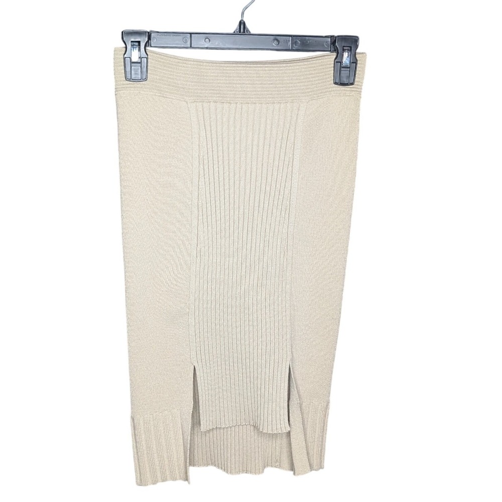 Jonathan Simkhai Sparrow Ribbed Knit Midi Skirt Wool Blend XS 421-3021-K